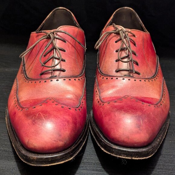 Salvatore Ferragamo, Cherry Red Leather Wingtip Oxford, 11D main image 8